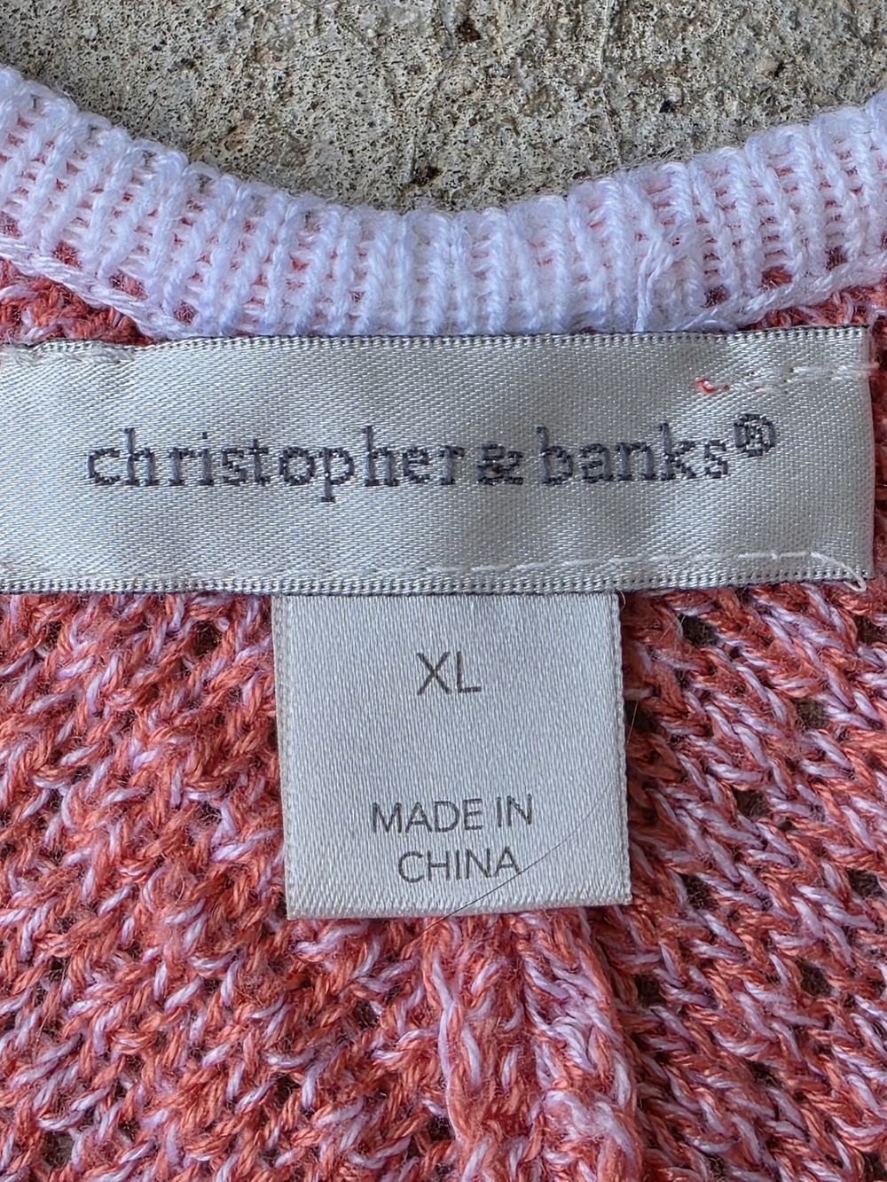 Christopher & Banks XL Coral Open Knit Cardigan Lightweight Boho - Picture 6 of 10